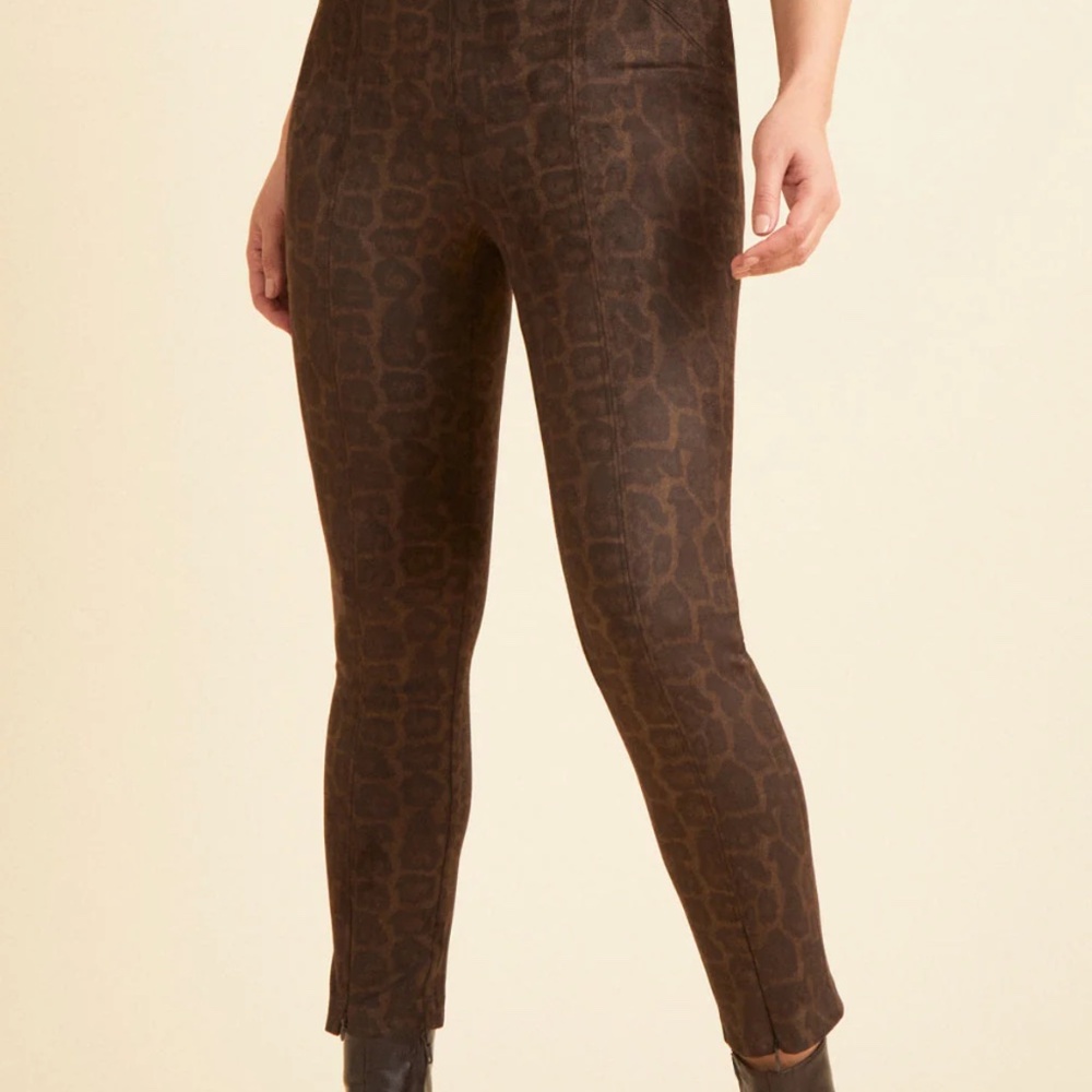 Peace of Cloth Faux Suede Cheetah Print Sloane Pant Brown Size Small Casual